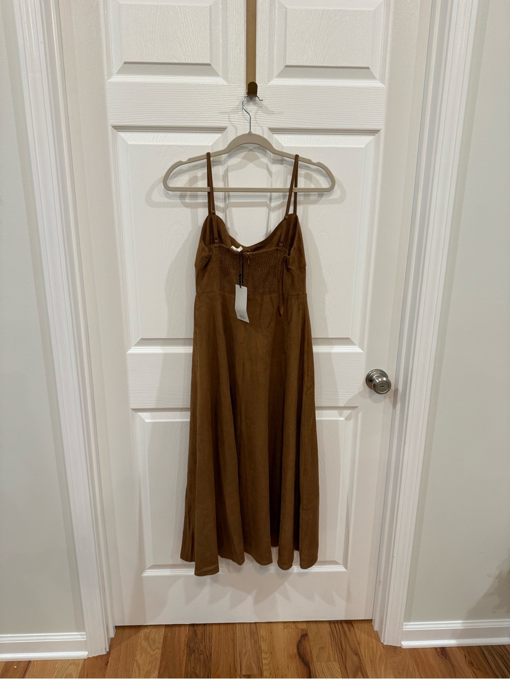 Klesis Emma Suede Corset Midi Dress- Camel, NEW, Size Large - Picture 7 of 10